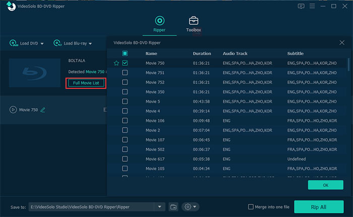 Select Audio Tracks and Subtitles