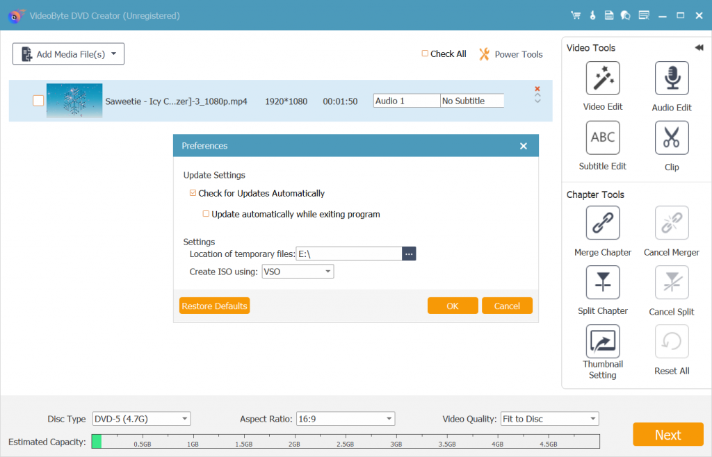 Creator Select Output Destination