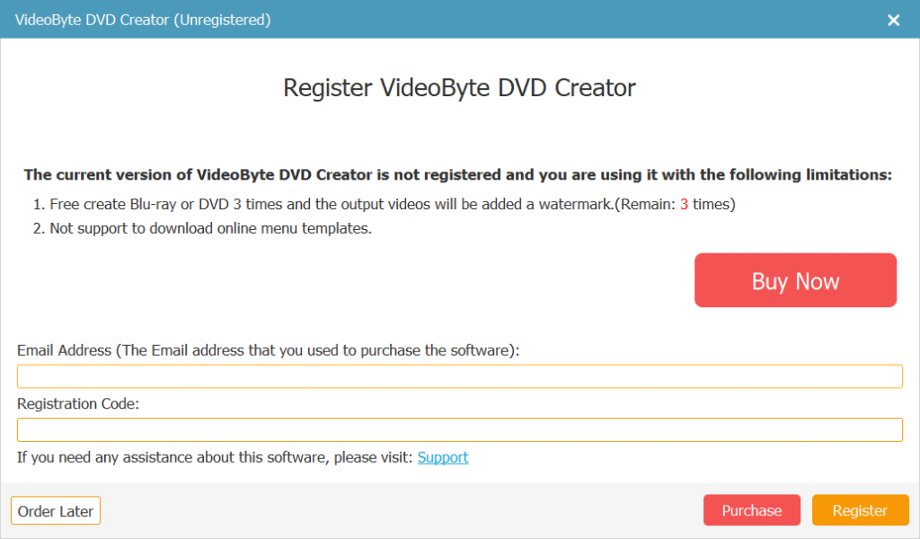 DVD Creator Register