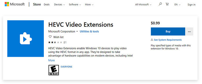 download the last version for mac HEVC Video Extensions