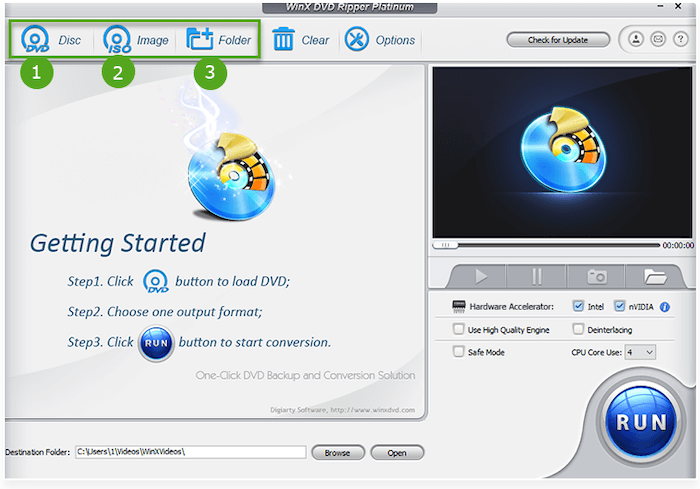 Load DVD Disc in WinX DVD Ripper