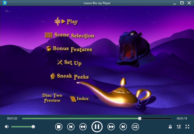Leawo Blu-ray Player’s Classic Interface with Orange Font