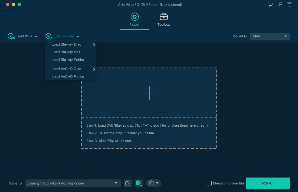 Import Blu-ray Disc to VideoByte