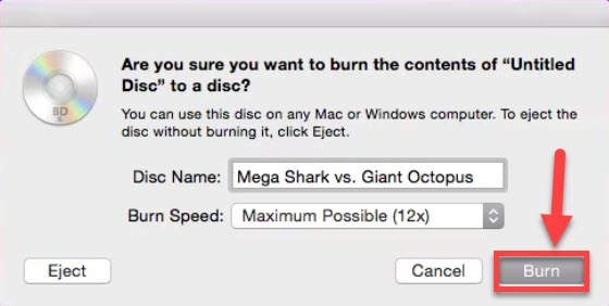 Mac Burn Disc Window