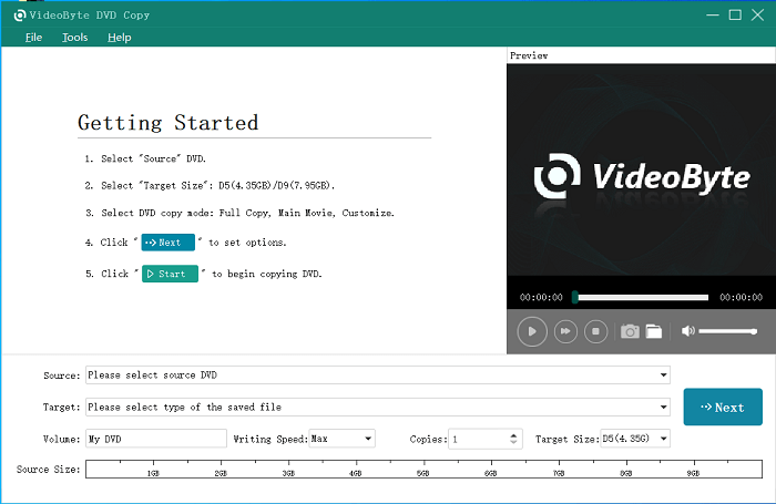VideoByte DVD Copy Main Interface