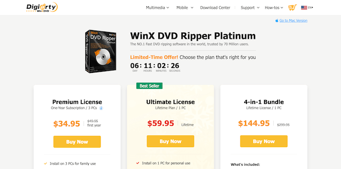 WinX DVD Ripper Pricing Plans
